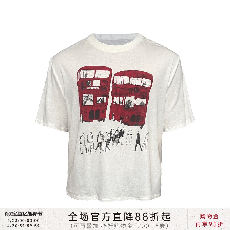 JCAESAR PRINT TEE红色大巴印花短袖t恤 轻薄透气 康丽数码直喷