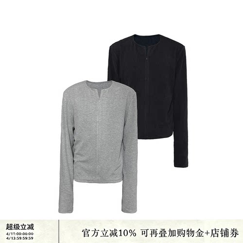 JCAESAR LONG SLEEVES隐形半开拉链长袖 优可丝混纺 圆领合体