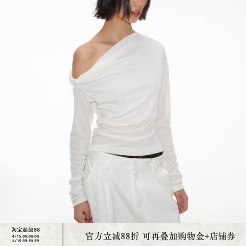 JCAESAR扭结斜肩长袖科眉版型