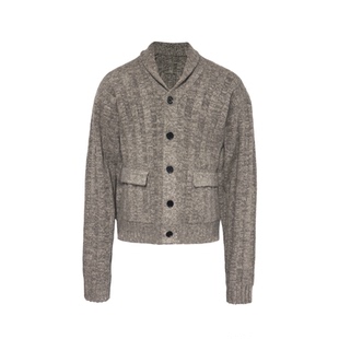 JCAESAR 高克重纱线 坑条肌理 合体 SWEATER青果领粗坑条毛衣开衫