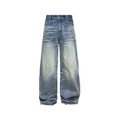 DENIMS 竹节纹冰蓝水洗阔腿裤 13OZ丹宁 JCAESAR 直筒 微宽松