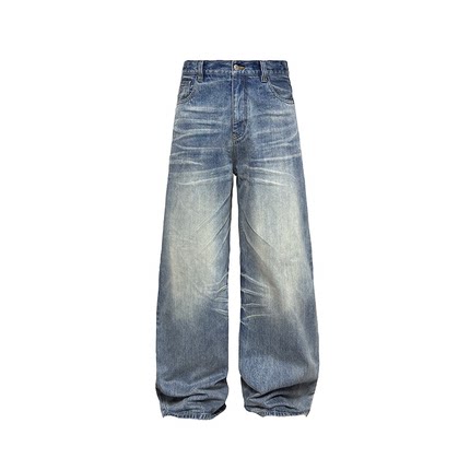 JCAESAR DENIMS 竹节纹冰蓝水洗阔腿裤 13OZ丹宁 直筒 微宽松