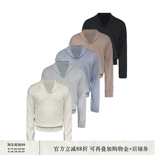 JCAESAR海鸥领毛衣罗纹下摆