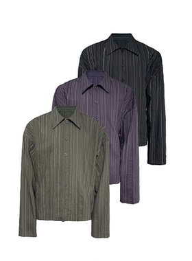 JCAESAR STRIPED SHIRT 条纹落肩衬衫 微皱肌理 树脂纽扣 多色