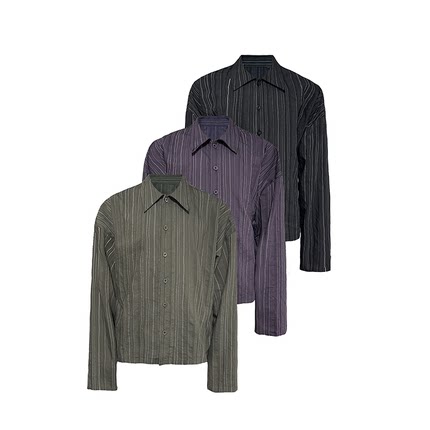 JCAESAR STRIPED SHIRT 条纹落肩衬衫 微皱肌理 树脂纽扣 多色