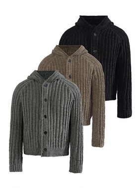 JCAESAR HOODED SWEATER粗坑条针织连帽毛衣 针织罗纹 高克重纱线