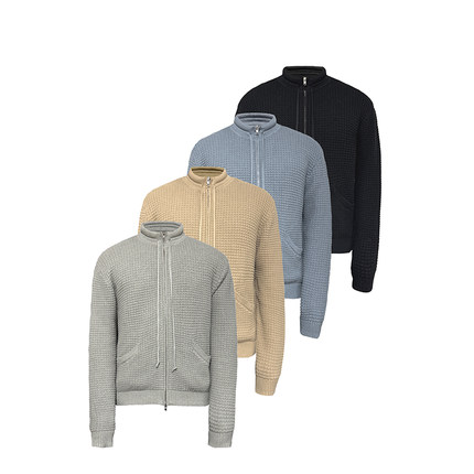 JCAESAR KNITTED CARDIGAN 夹棉领抽绳针织开衫 华夫格肌理 多色