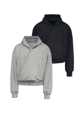 JCAESAR HOODIE 交领连帽卫衣 交叉门襟设计 双纽扣开合 微宽松