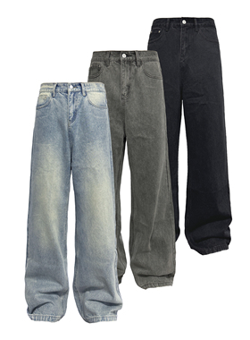 JCAESAR CLASSICAL DENIMS三色经典水洗牛仔裤 自然做旧 直筒微阔