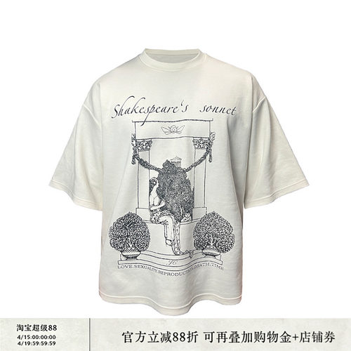 JCAESAR短袖小众插画高克重宽短