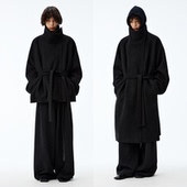 微宽松 高克重60%羊毛 斜拉链系带大衣 长短双版 JCAESAR 本 COAT