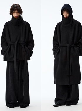 JCAESAR COAT 斜拉链系带大衣 高克重60%羊毛 微宽松 长短双版本