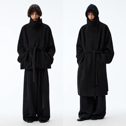 JCAESAR COAT 斜拉链系带大衣 高克重60%羊毛 微宽松 长短双版本