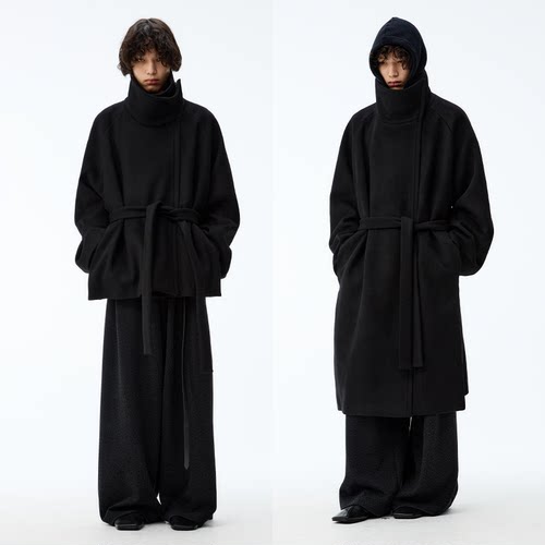 JCAESAR COAT 斜拉链系带大衣 高克重60%羊毛 微宽松 长短双版本
