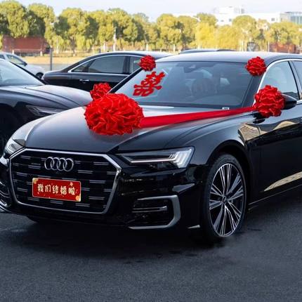 婚车装饰车头花大红花球新车绣球花汽车交车婚车结婚花车车队拉花