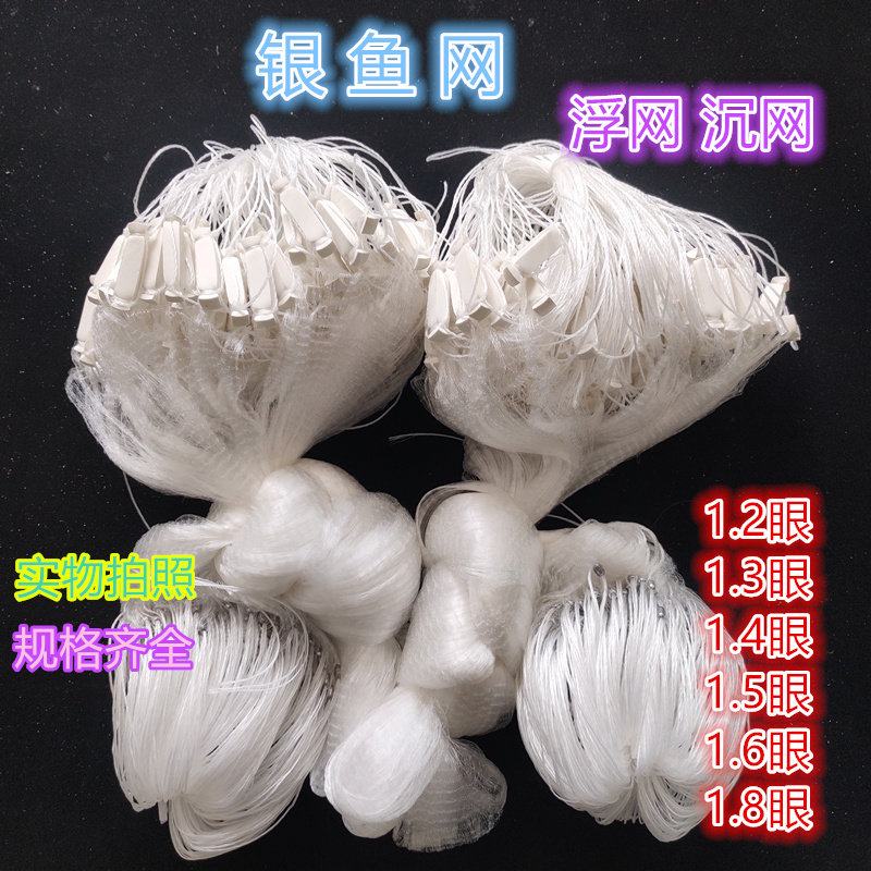 银鱼专用网单层沉网浮网专捕银鱼公鱼针鱼面条鱼小网眼50米100长