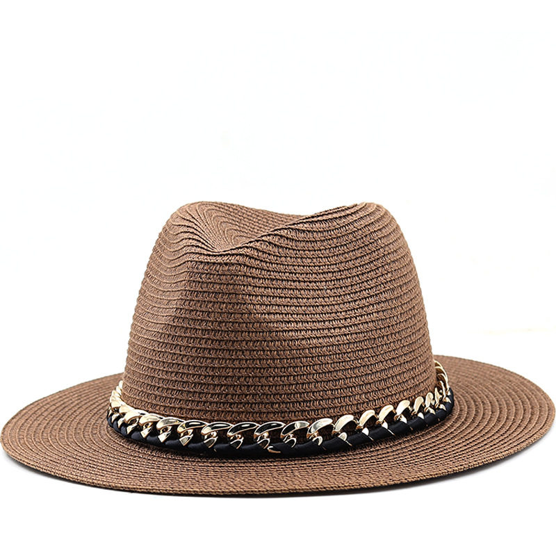 男女士亚克力链条大檐草帽春夏季英伦风新款户外出行遮阳爵士草帽,服饰配件/皮带/帽子/围巾,帽子,淘宝优惠券,粉丝福利购,淘宝优惠卷