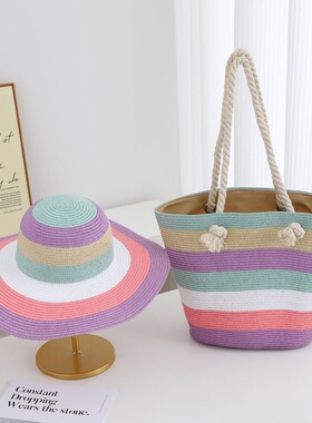 单肩草编包潮流时尚女包大容量编织托特包海边度假手提法式沙滩包