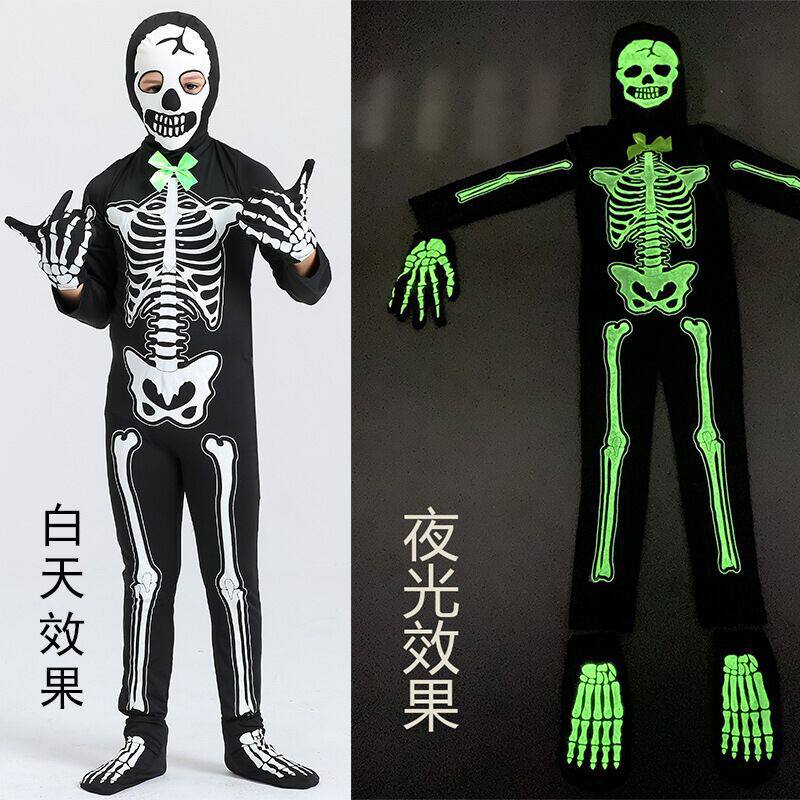 万圣节儿童夜光骷髅死神cosplay