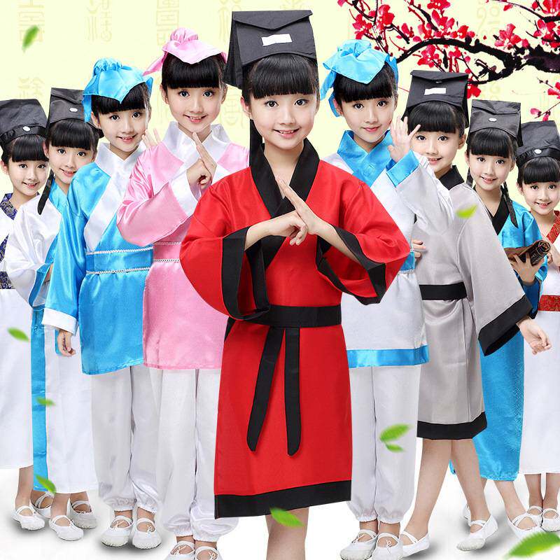 新款儿童古装汉服书童表演服|男