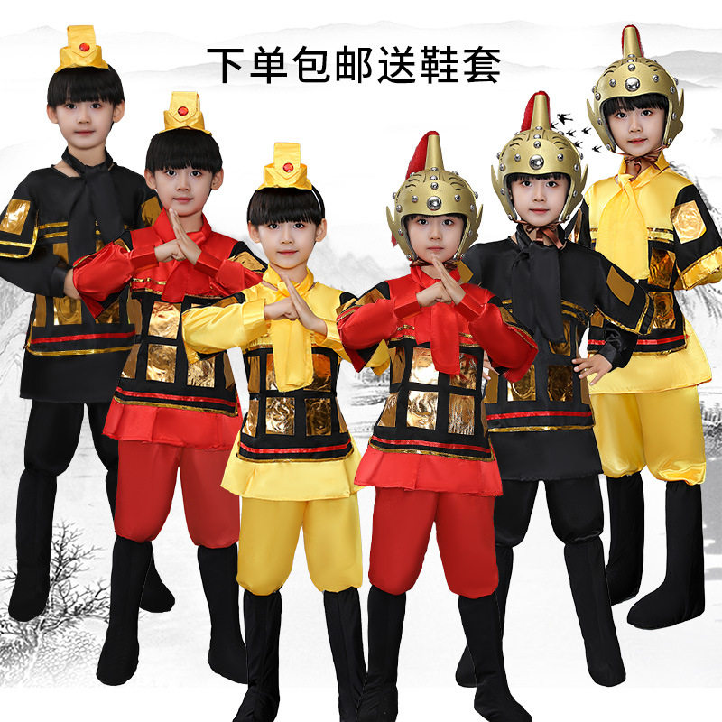 儿童古装汉服三国士兵演出服含