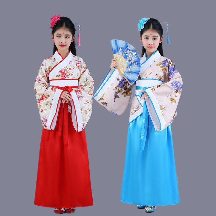儿童汉服女裙古装演出服大童改良