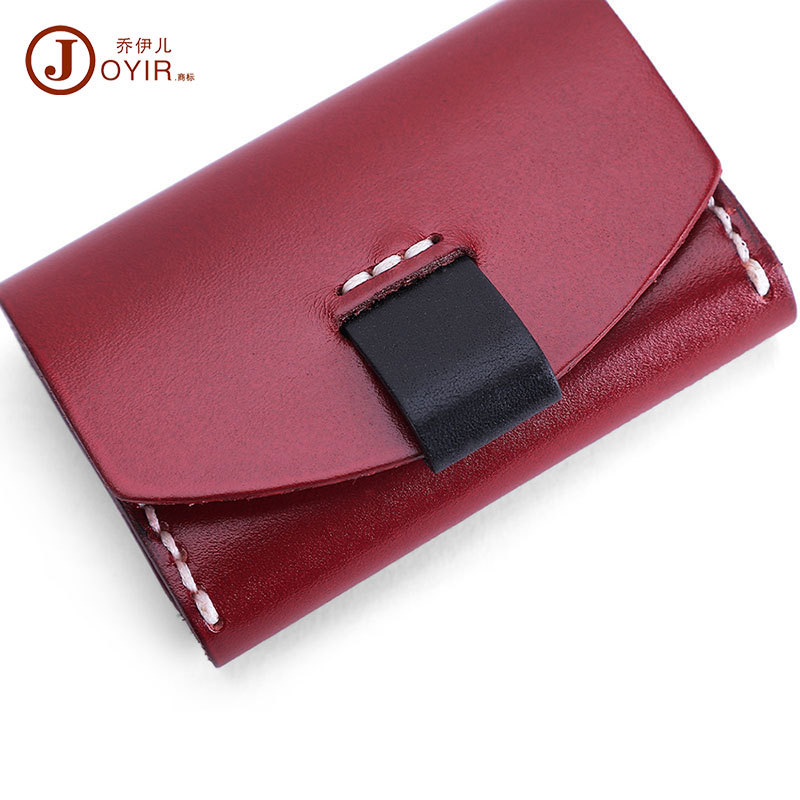 joyir植鞣皮短款卡包身份证件卡套头层牛皮零钱硬币收纳公交卡夹