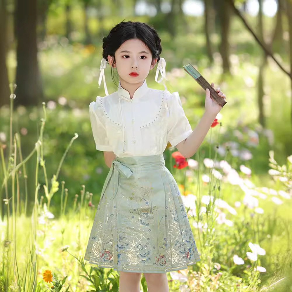 女童马面裙套装夏装2026新款中国风儿童古装汉服女宝唐装短款古风