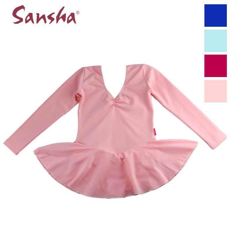 三沙Sansha儿童舞蹈服秋季棉莱卡长袖芭蕾练功服中国舞体操服考级