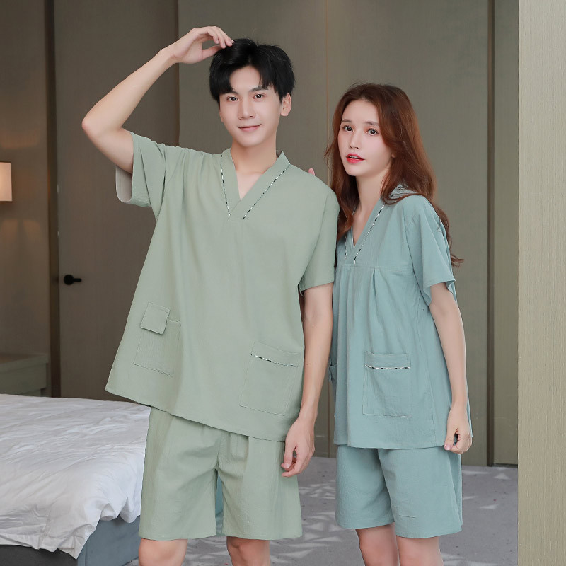 汗蒸服女款棉布套装情侣肥大