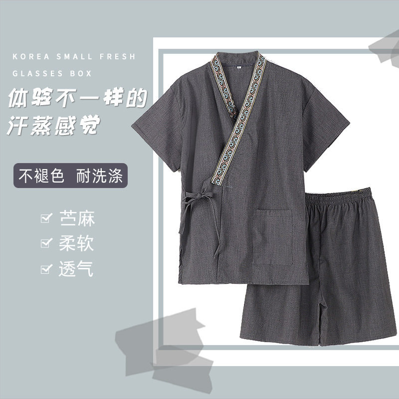 日式情侣汗蒸服男款洗浴足浴服女泰式按摩服温泉桑拿服