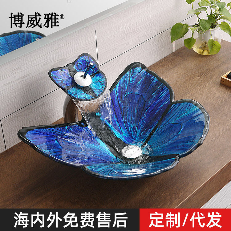 博威雅田园风玻璃台上盆