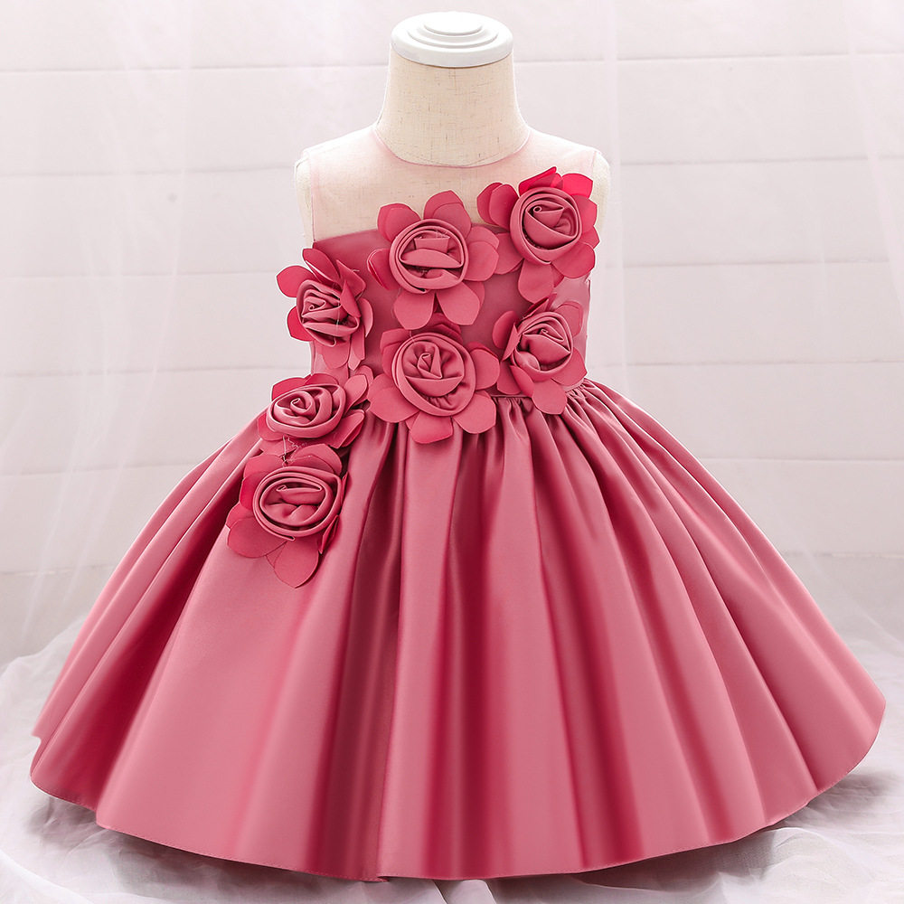 婴儿女童花朵礼服生日公主裙