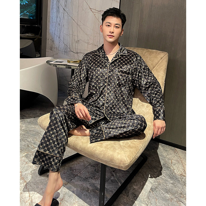 轻奢男士老钱风金丝绒睡衣2026秋冬长袖舒适温暖家居服套装外贸
