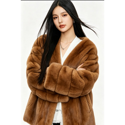 女冬装2026年新款仿整貂短款横排进口天鹅绒紫金短二时尚毛毛大衣