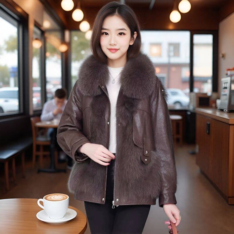 大码胖MM2025新款仿狐狸毛皮草外套女环保毛皮毛一体毛毛大衣过冬