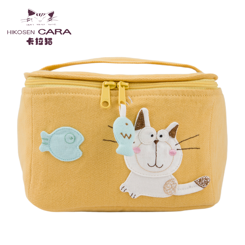HIKOSEN CARA卡拉猫便当包猫咪可爱糖果色帆布女日系化妆包手拎包