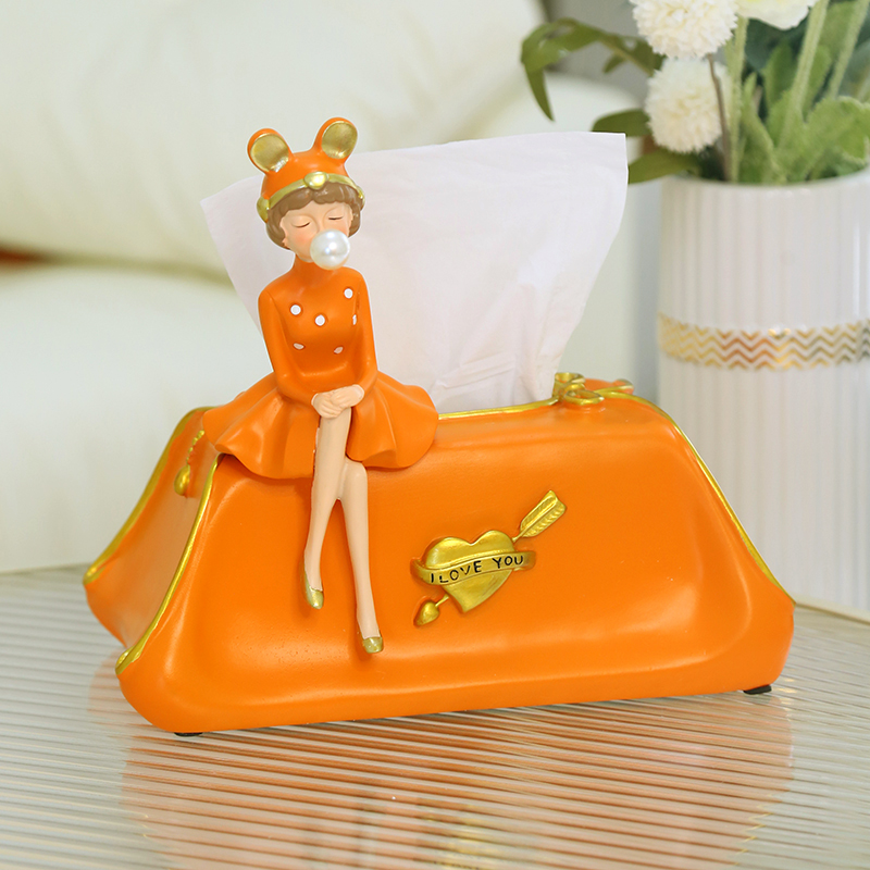 北欧风泡泡女孩纸巾盒桌面摆件