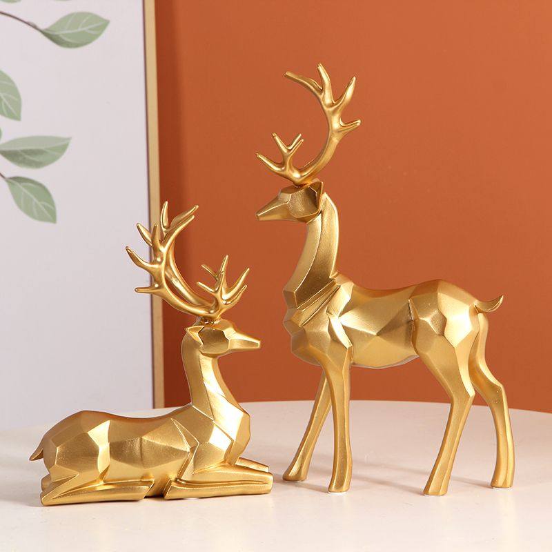 招财轻奢金色麋鹿小蛮腰客厅玄关电视酒柜装饰品摆件家居现代高档