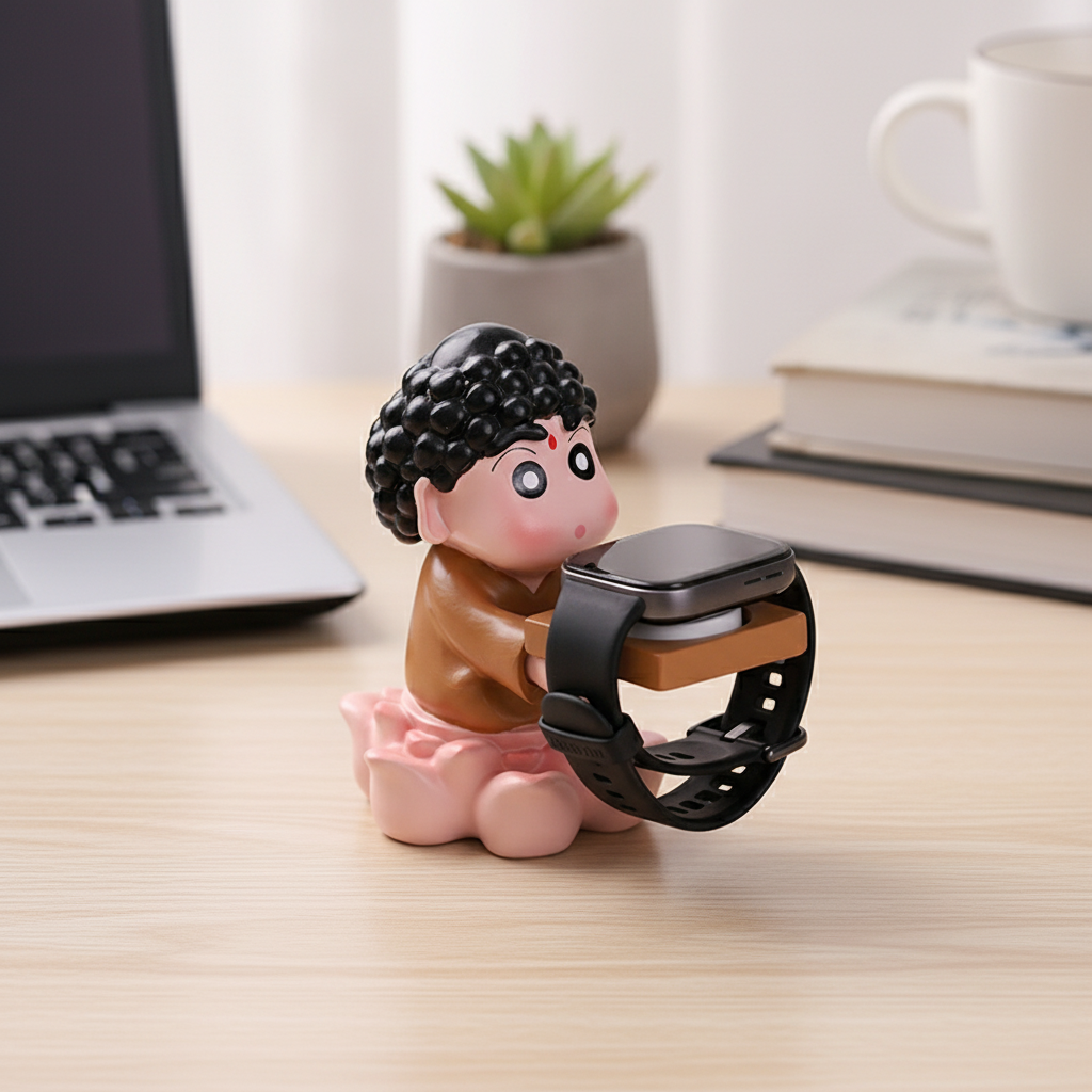 创意蜡笔小新桌面摆件适用于苹果华为智能手表放置iWatch充电支架