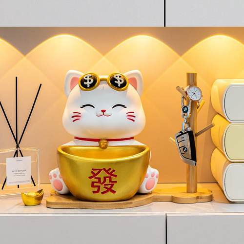 礼物入户玄关摆件钥匙收纳客厅家居鞋柜装饰品入宅大吉搬家招财猫