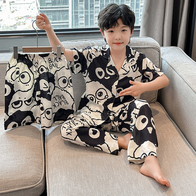 男童睡衣夏季短袖薄款居家套装