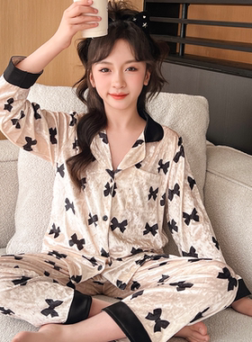 女孩中大童金丝绒公主甜美家居服