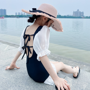 女童洋气专业训练泳装 女孩泳衣儿童中大童连体温泉游泳装 2026新款