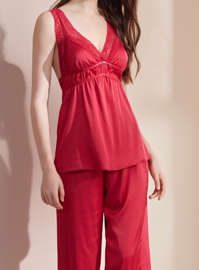 芬腾睡衣女士夏季丝料系列性感丝滑舒适时尚家居服套装80020