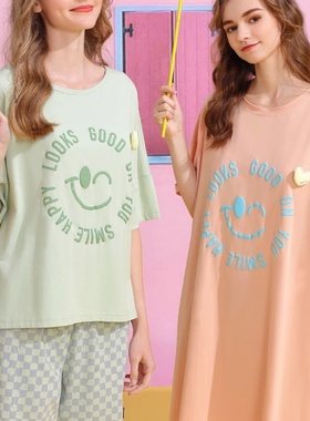 芬腾睡衣女士夏天朵啦棉舒适可爱短袖短裤时尚家居服套装80021