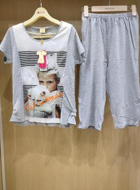 芬腾夏季运动休闲女士睡衣套装卡通时尚清仓处理130175