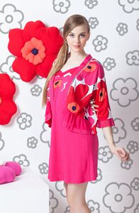 芬腾睡衣女士棉质披肩吊带两件套七分袖休闲家居服睡裙8510269