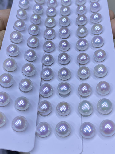 水之泪天然淡水有核爱迪生珍珠10-11mm厚四面光胖圆极强光微瑕diy
