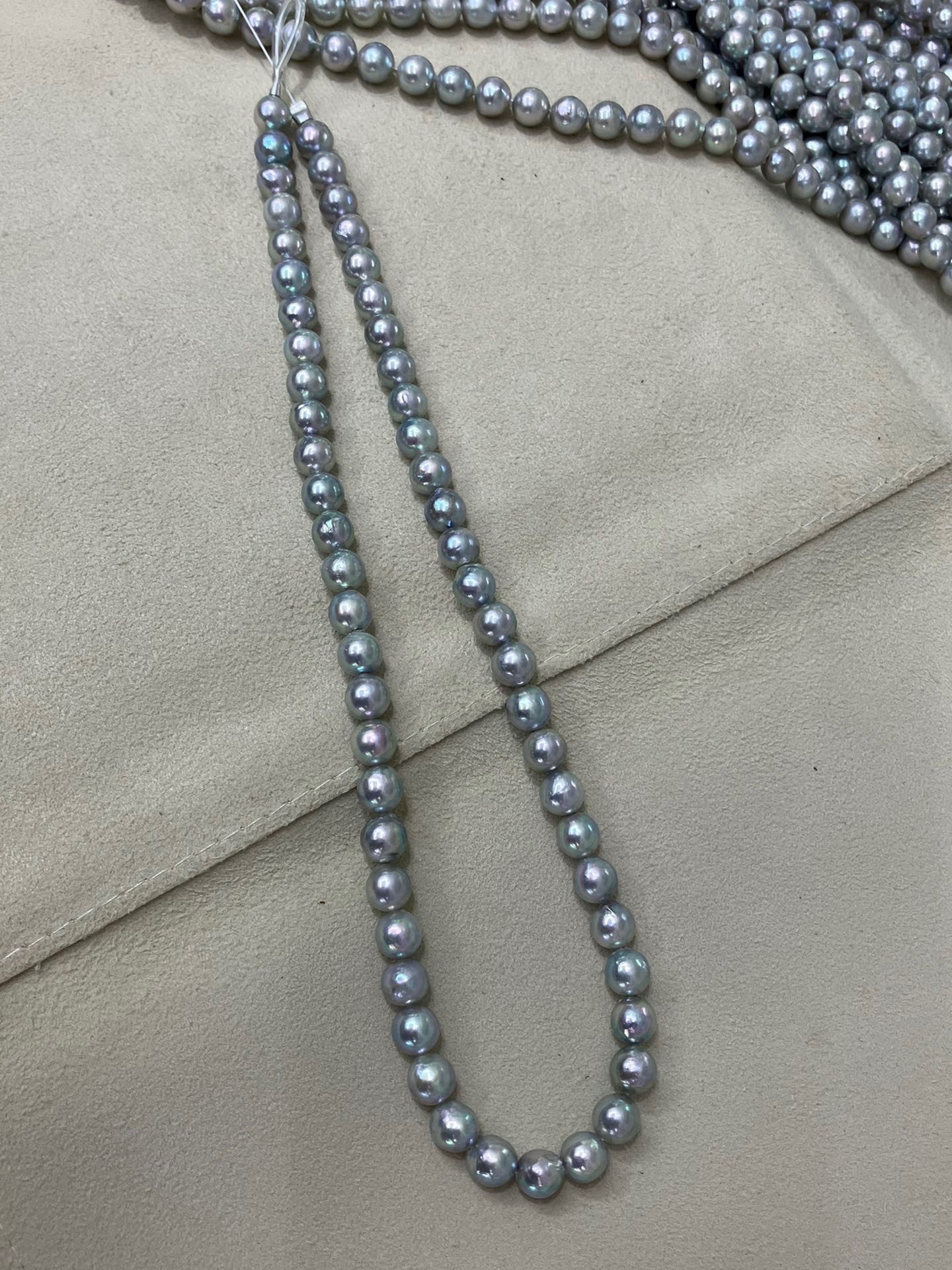 水之泪日本akoya海水真多麻近圆微瑕超亮强光小灯泡巴洛克7-8mm